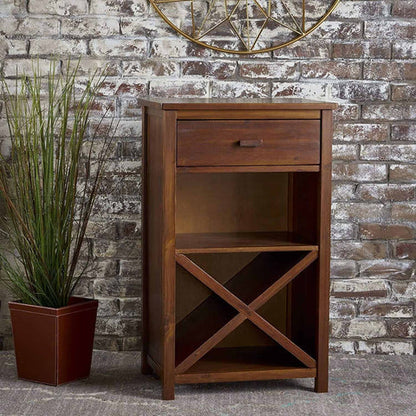 Solid Wood Bar Cabinet In Natural Finish