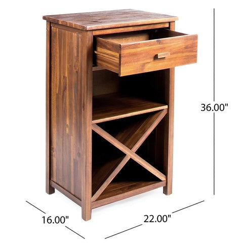 Solid Wood Bar Cabinet In Natural Finish