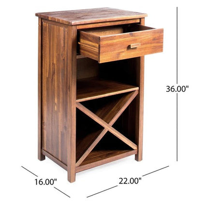 Solid Wood Bar Cabinet In Natural Finish