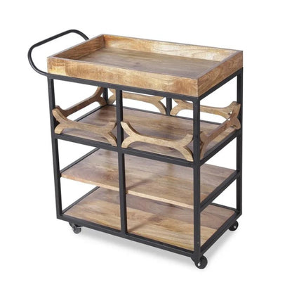 Solid Wood Bar Cabinet In Teak Finish