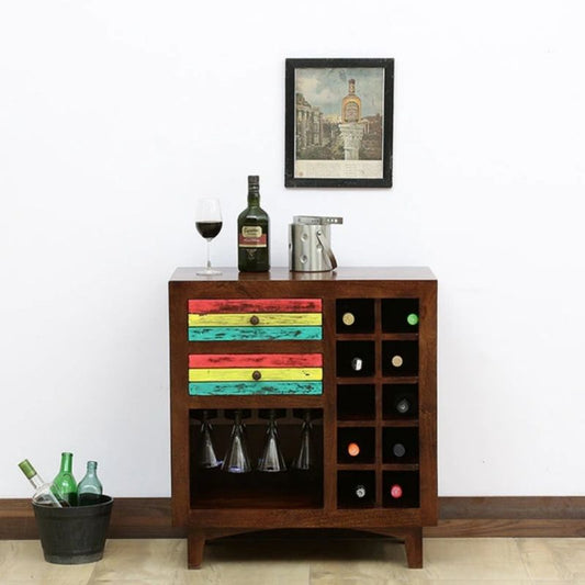 Solid Wood Bar Cabinet In Multi Color Finish