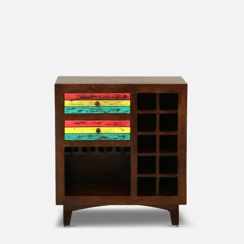 Solid Wood Bar Cabinet In Multi Color Finish