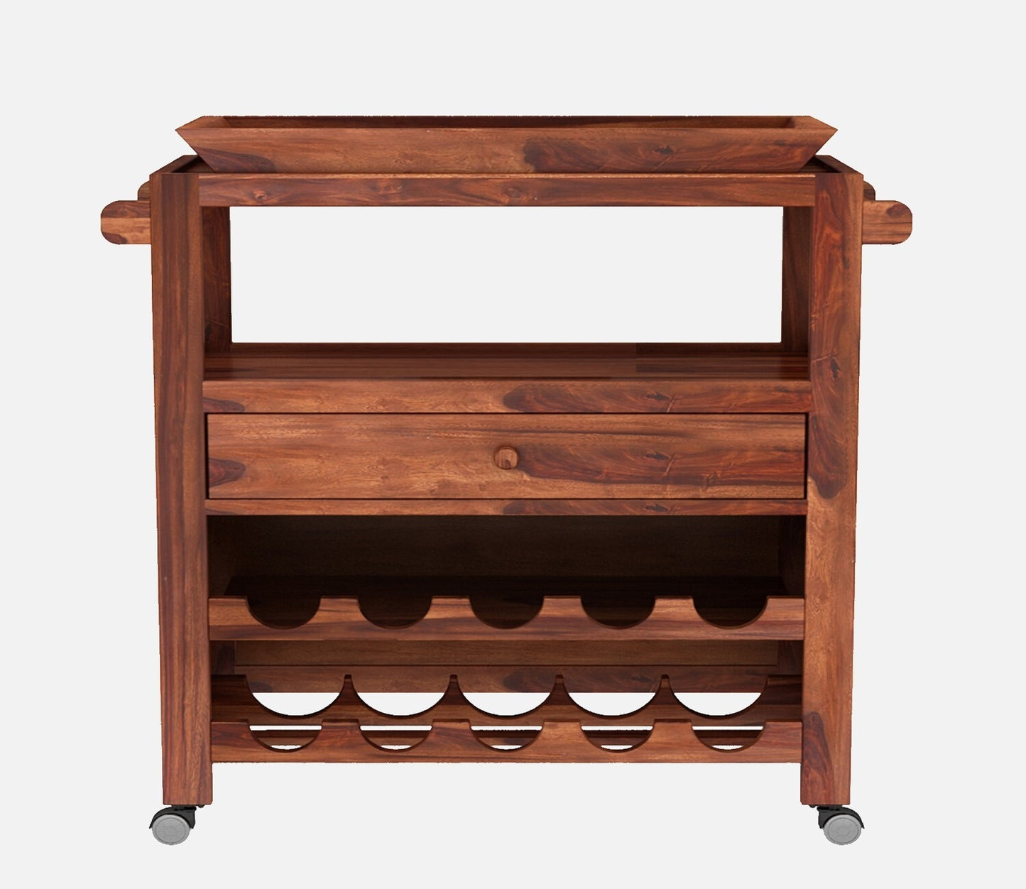 Solid Wood Bar Cabinet In Honey Finish