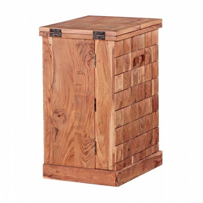 Solid Wood Bar Cabinet In Brown Finish