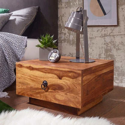 Solid Wood Bedside Tables In Stone Finish