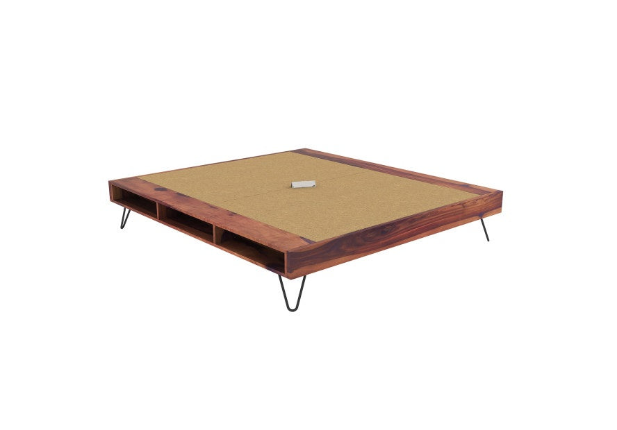 Solid Wood King Bed In Honey Finish