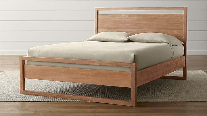 Solid Wood Queen Bed In Natural Finish