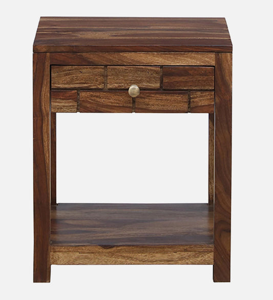 Sheesham Wood Bedside Table With Drawer In Provincial Teak Finish