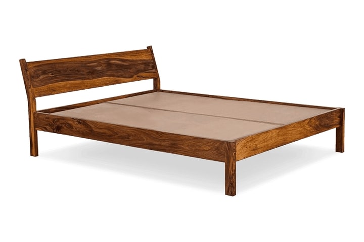 Solid Wood Queen Bed In Honey Finish