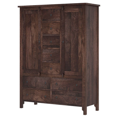 Solid Wood Wardrobe In Rustic Teak Finish