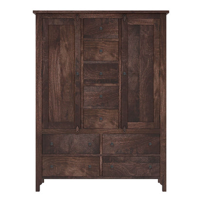 Solid Wood Wardrobe In Rustic Teak Finish
