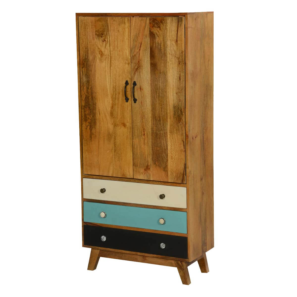 Solid Wood Wardrobe In Natural Finish