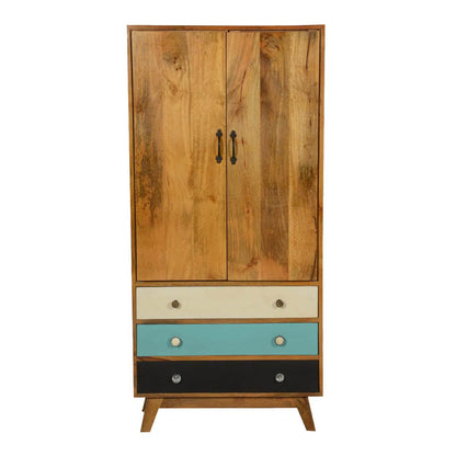 Solid Wood Wardrobe In Natural Finish
