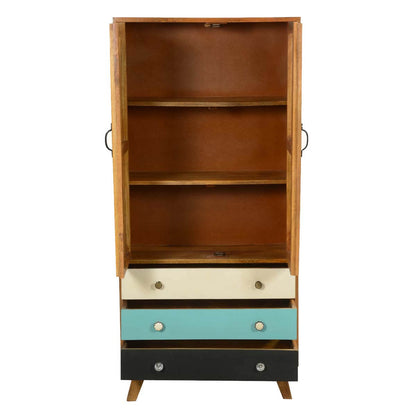 Solid Wood Wardrobe In Natural Finish