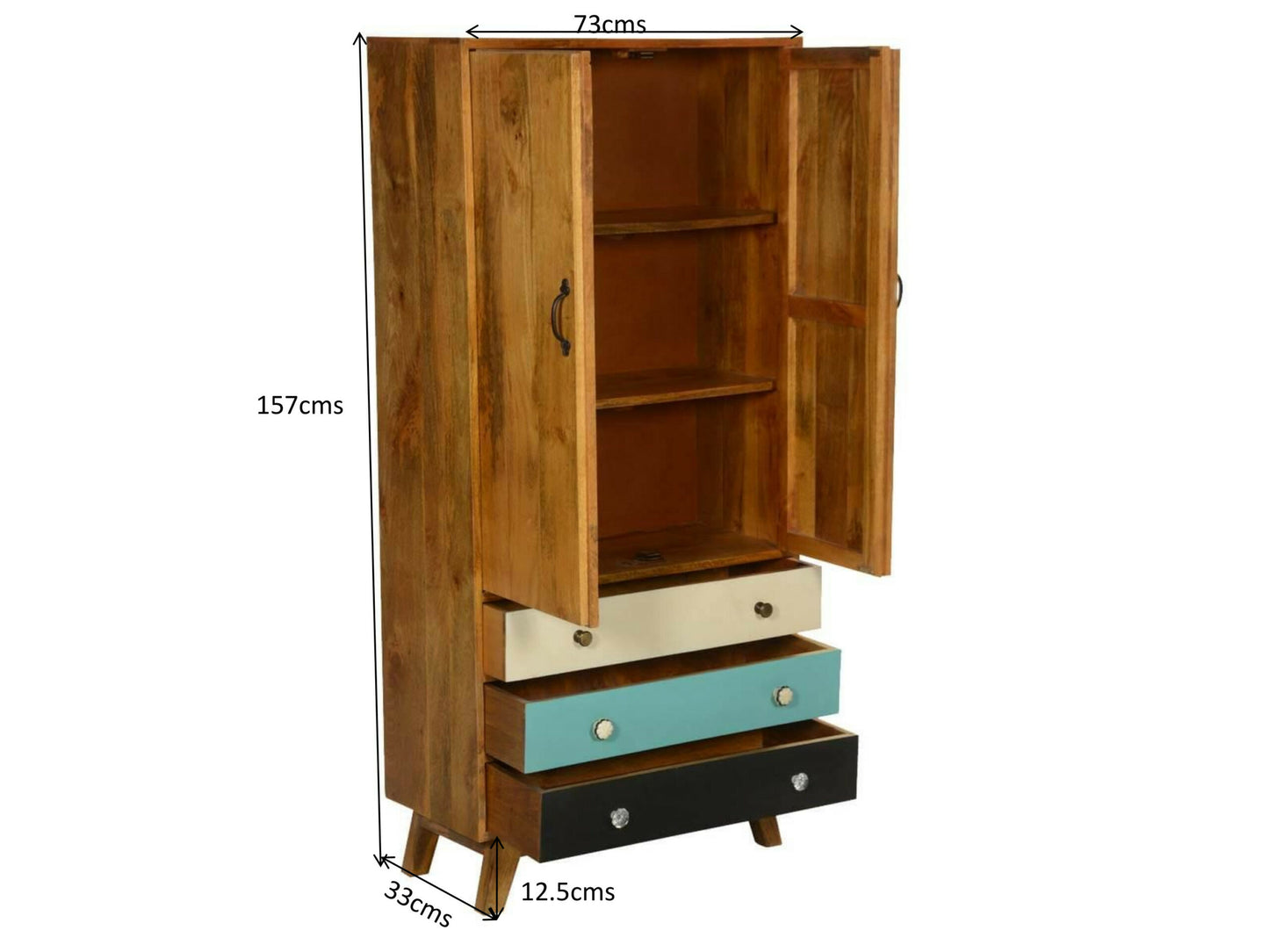 Solid Wood Wardrobe In Natural Finish