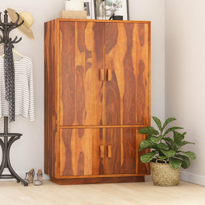 Solid Wood Wardrobe In Natural Finish