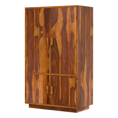 Solid Wood Wardrobe In Natural Finish