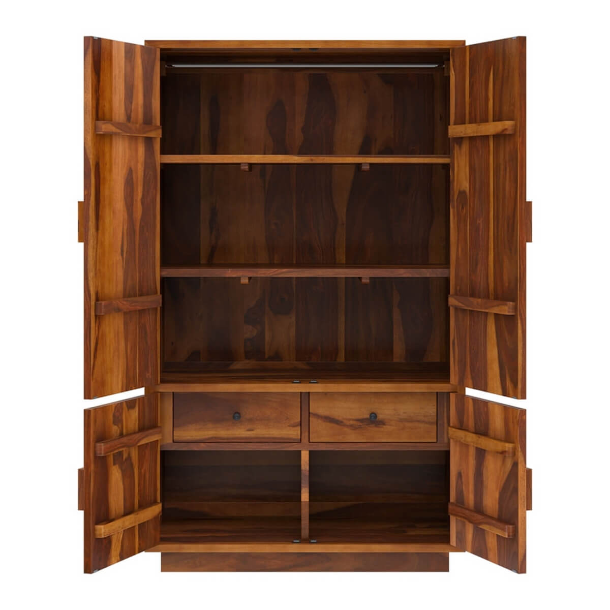 Solid Wood Wardrobe In Natural Finish