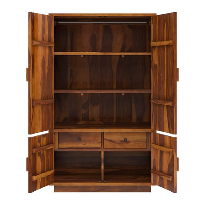 Solid Wood Wardrobe In Natural Finish