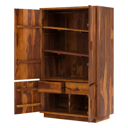 Solid Wood Wardrobe In Natural Finish