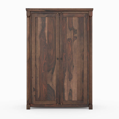 Solid Wood Wardrobe In Walnut Finish