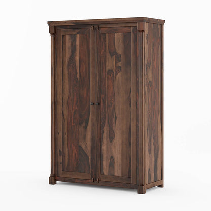 Solid Wood Wardrobe In Walnut Finish