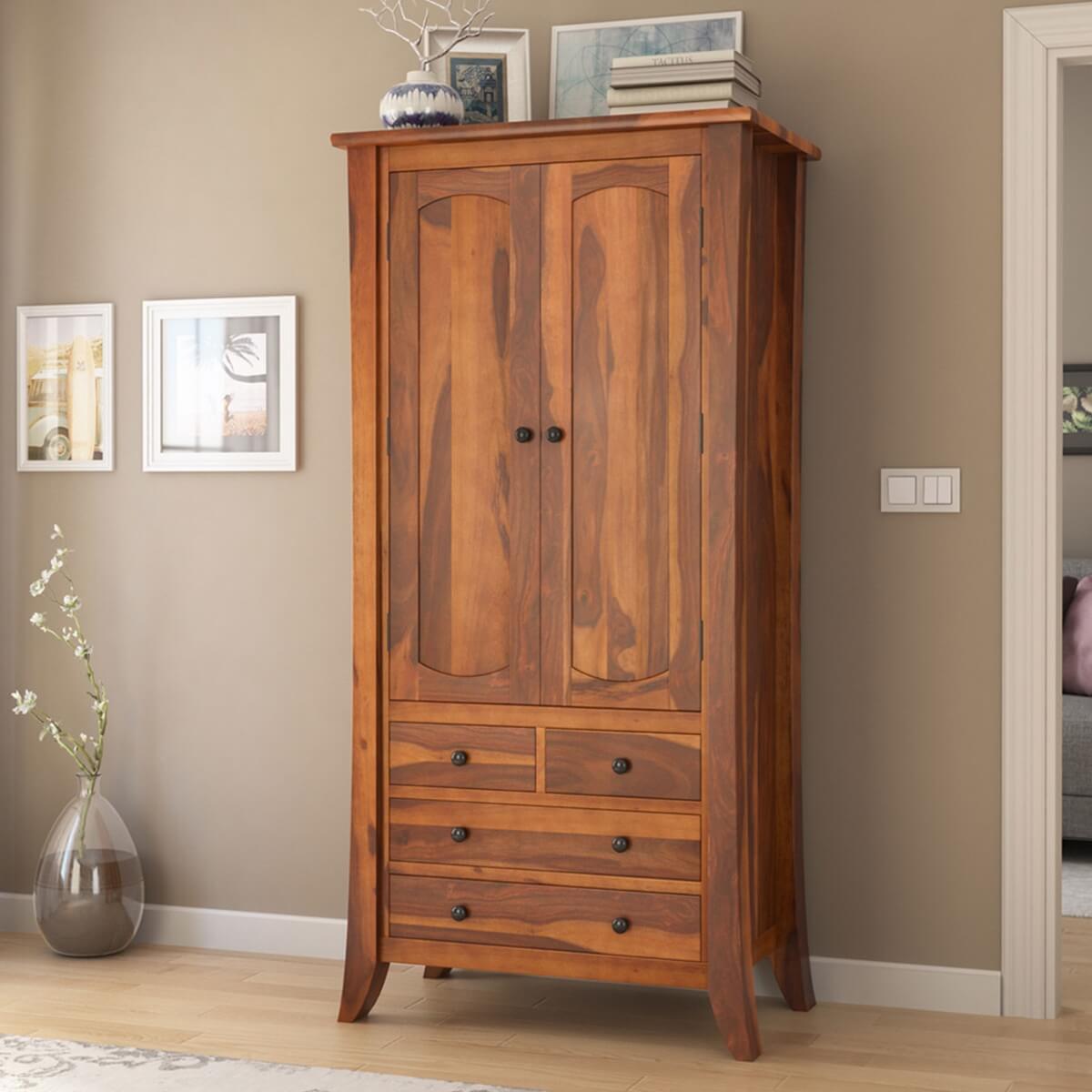 Solid Wood Wardrobe In Natural Finish