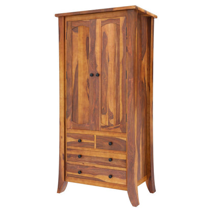 Solid Wood Wardrobe In Natural Finish