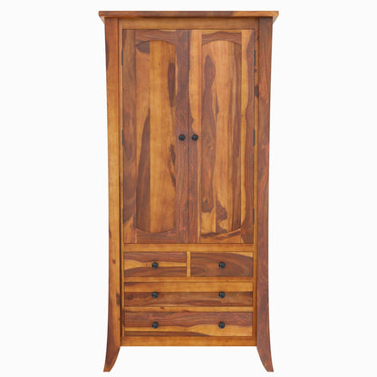 Solid Wood Wardrobe In Natural Finish