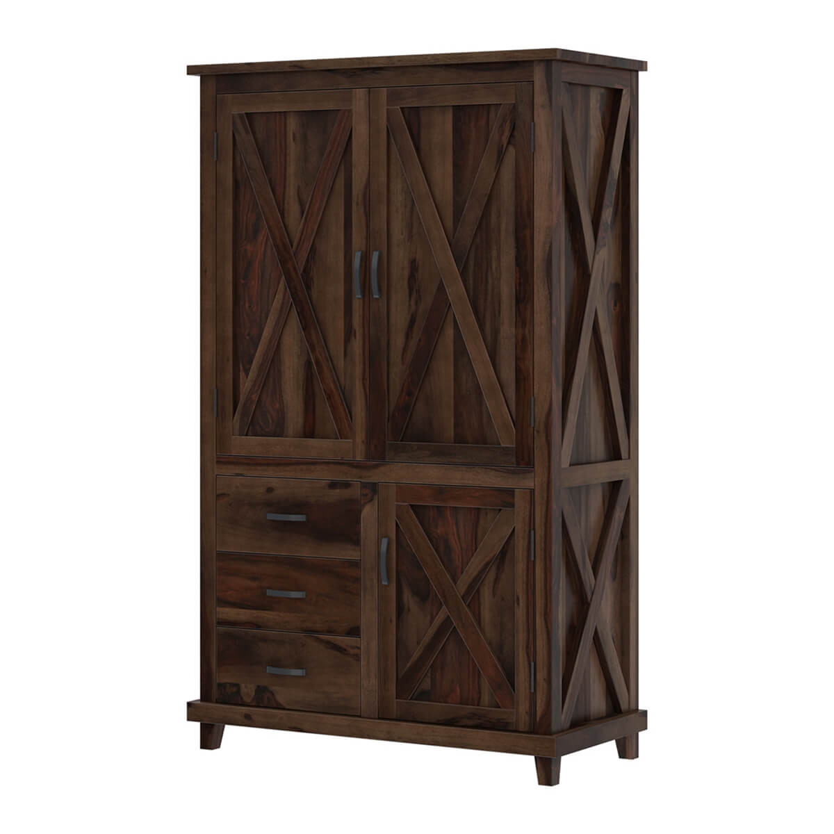 Solid Wood Wardrobe In Walnut Finish