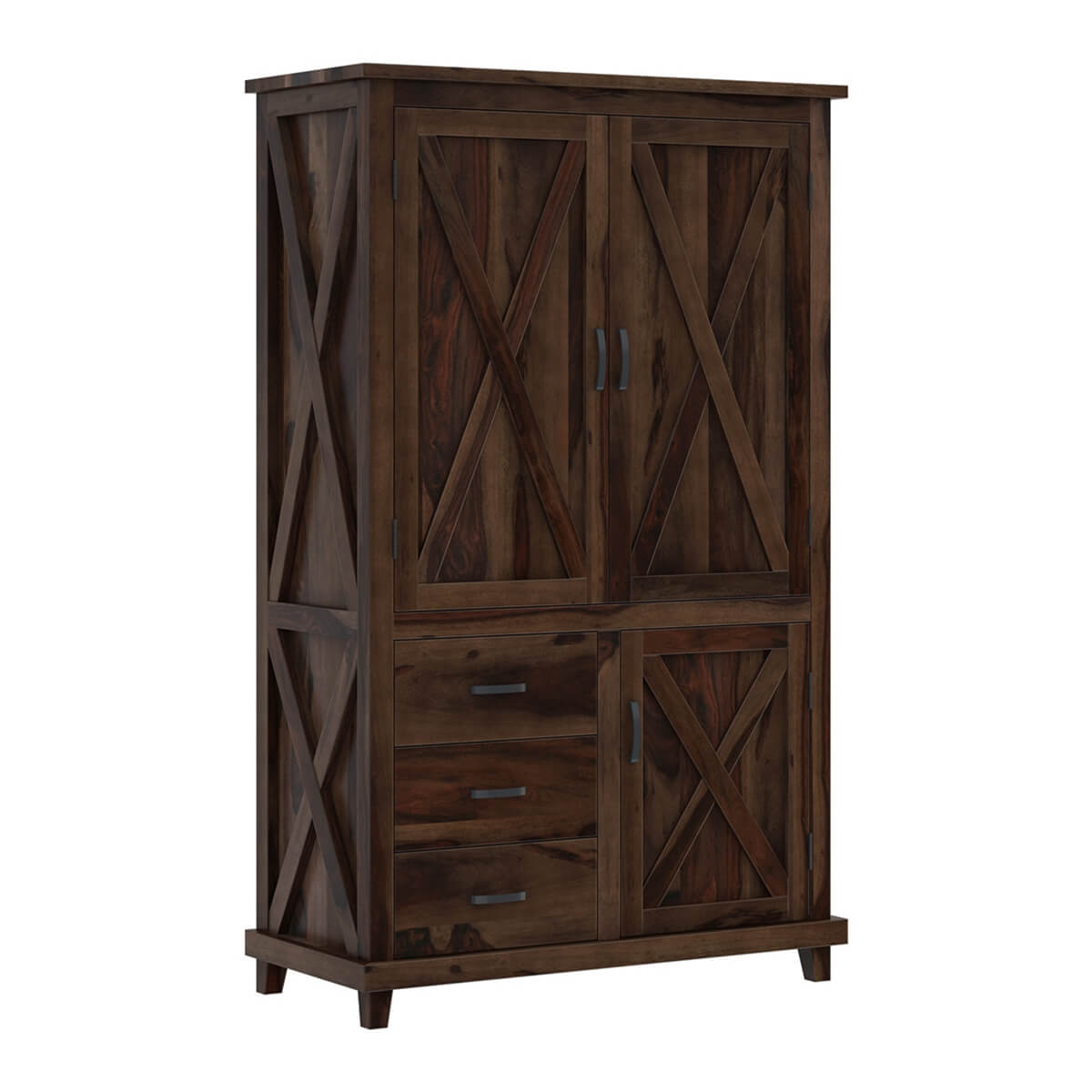 Solid Wood Wardrobe In Walnut Finish