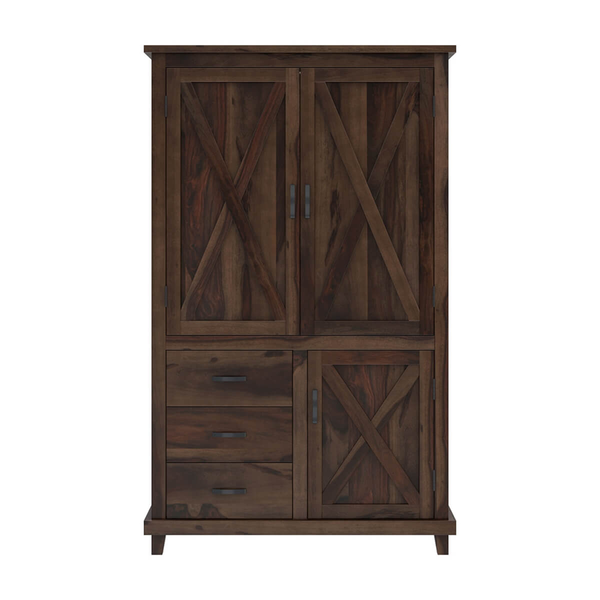 Solid Wood Wardrobe In Walnut Finish