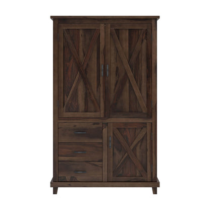 Solid Wood Wardrobe In Walnut Finish