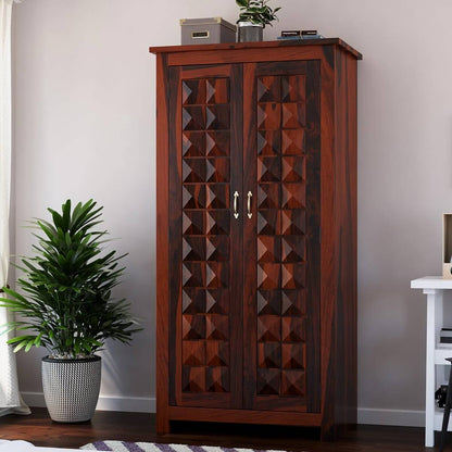 Solid Wood Wardrobe In Rosewood Finish
