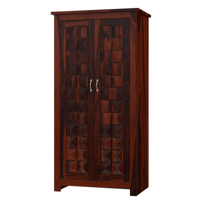 Solid Wood Wardrobe In Rosewood Finish