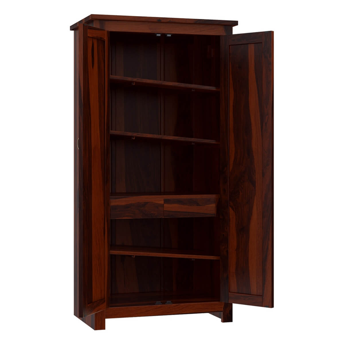 Solid Wood Wardrobe In Rosewood Finish