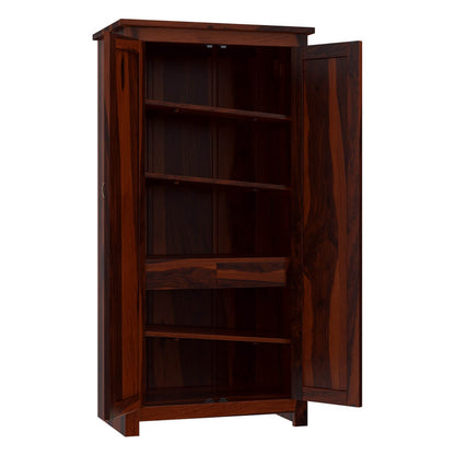 Solid Wood Wardrobe In Rosewood Finish