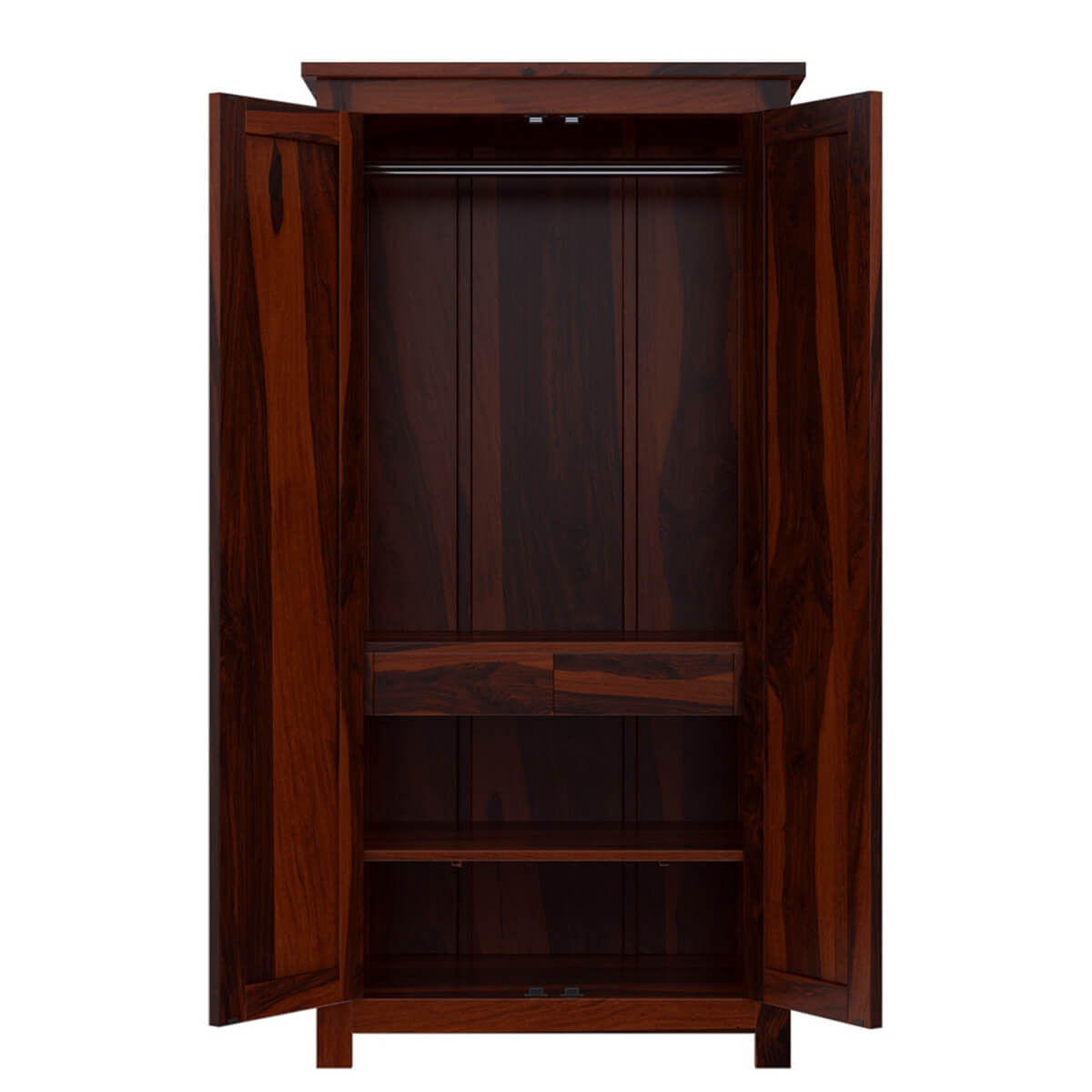 Solid Wood Wardrobe In Rosewood Finish
