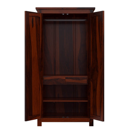 Solid Wood Wardrobe In Rosewood Finish