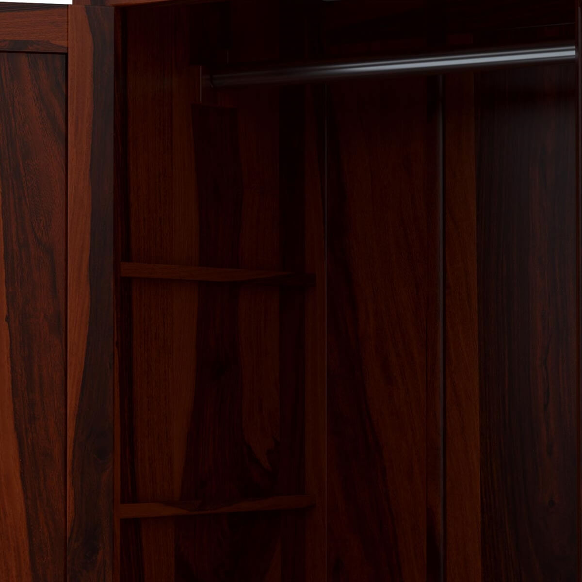 Solid Wood Wardrobe In Rosewood Finish