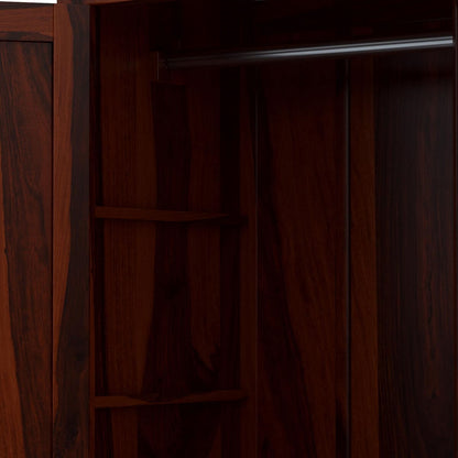 Solid Wood Wardrobe In Rosewood Finish
