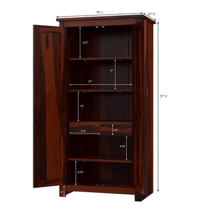Solid Wood Wardrobe In Rosewood Finish