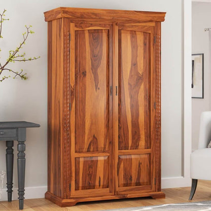 Solid Wood Wardrobe In Natural Finish