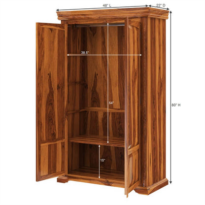 Solid Wood Wardrobe In Natural Finish