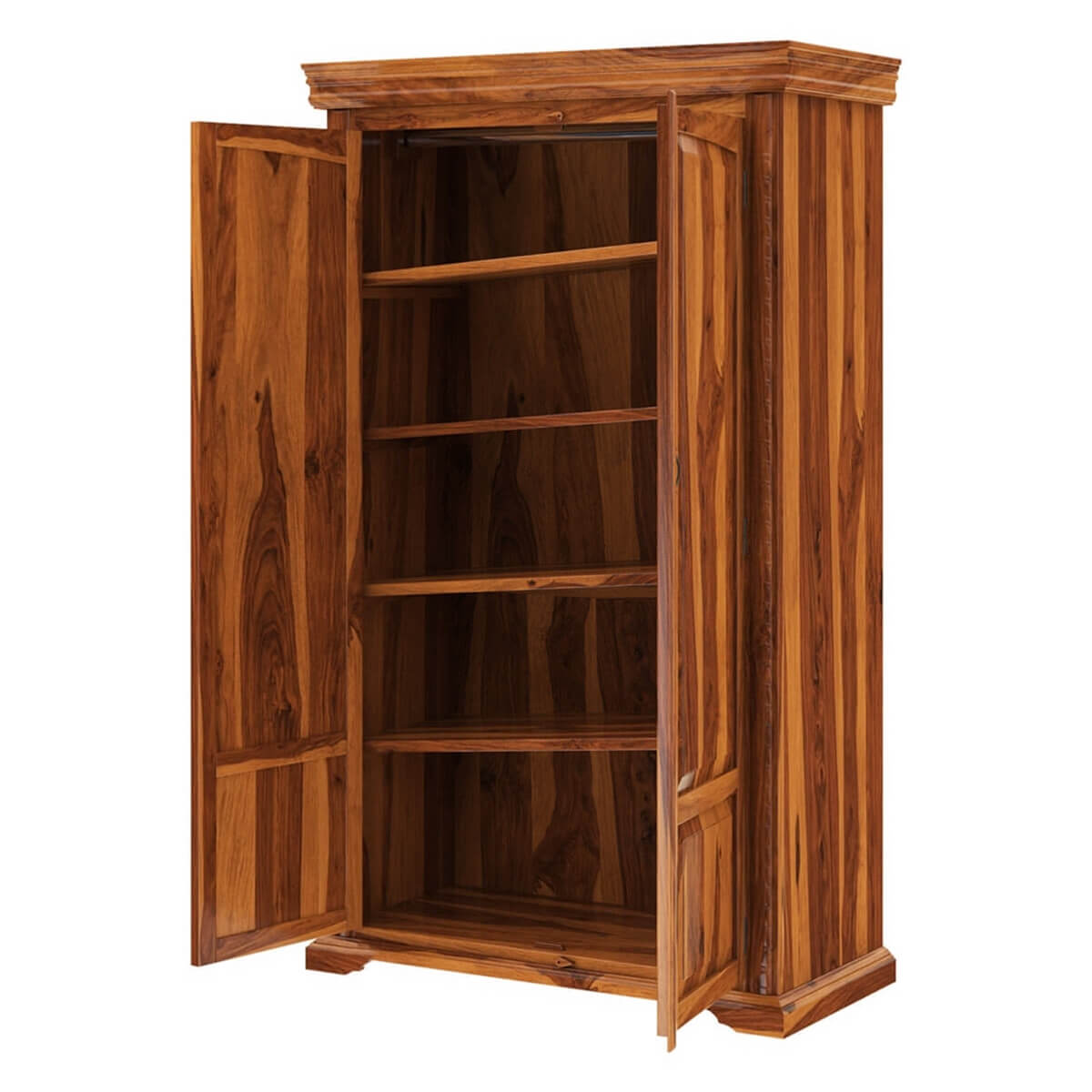 Solid Wood Wardrobe In Natural Finish