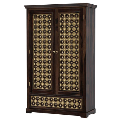 Solid Wood Wardrobe In Walnut Finish