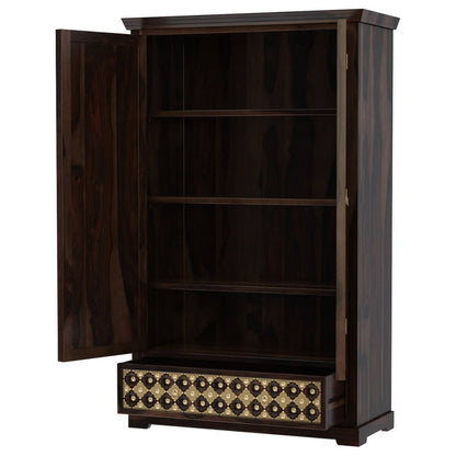 Solid Wood Wardrobe In Walnut Finish