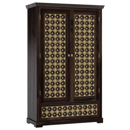 Solid Wood Wardrobe In Walnut Finish