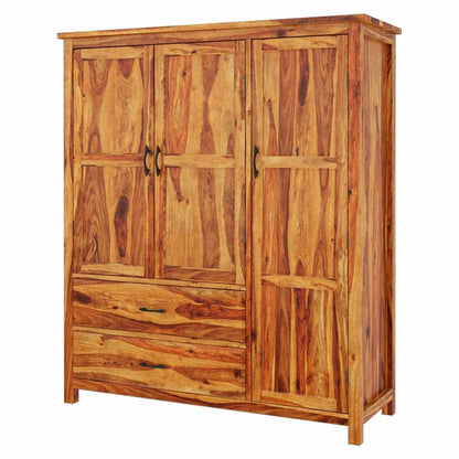 Solid Wood Wardrobe In Natural Finish