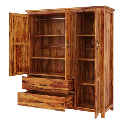 Solid Wood Wardrobe In Natural Finish